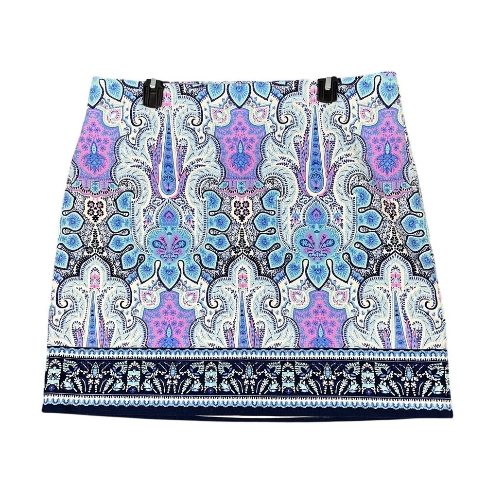 Talbots Skirt Womens‎ 14 Canvas Mini Short Paisley Lined Stretch Casual Southern